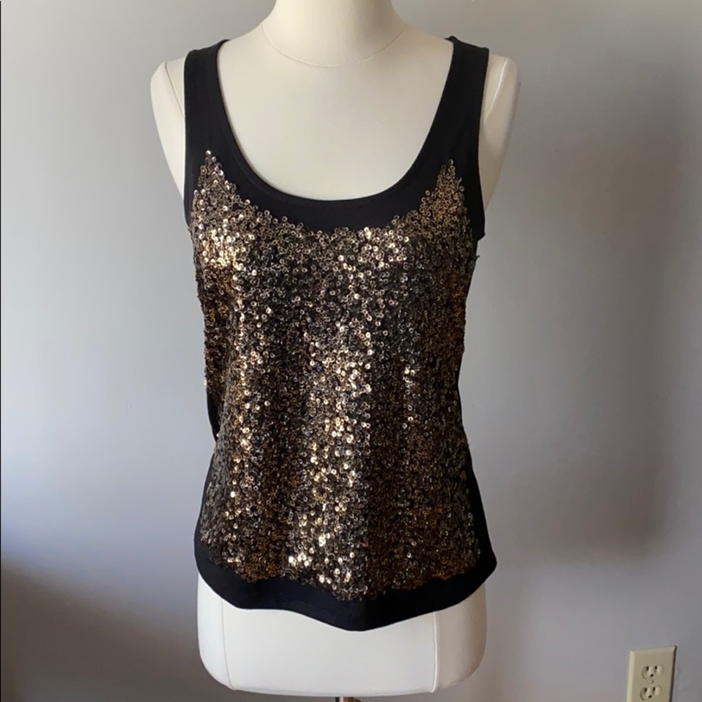 Talbots black and gold sequin tank